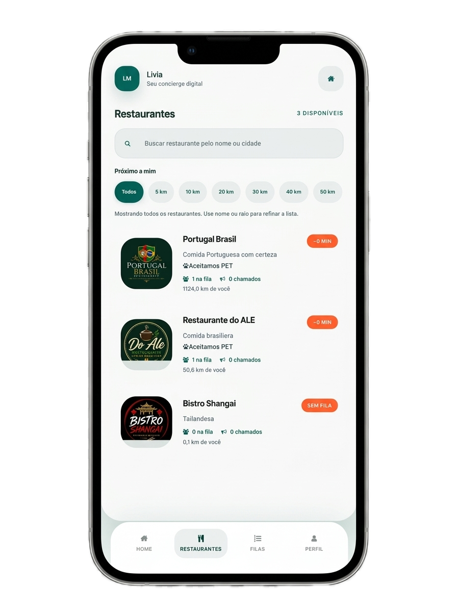 Lista de restaurantes no app